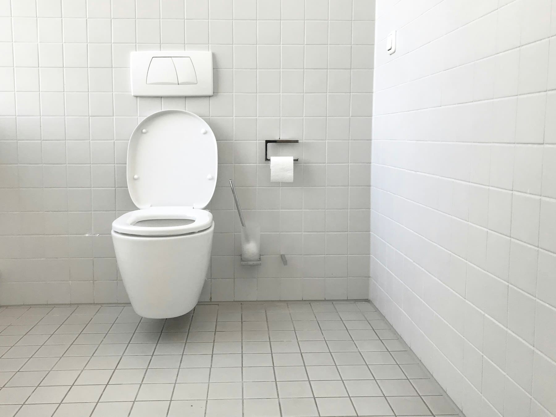 Sparkling clean bathroom tiles and surfaces.